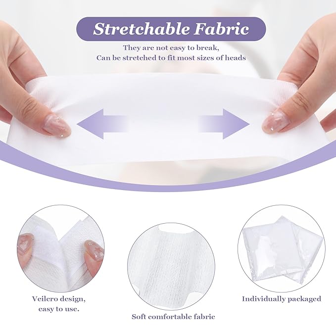 500 Count Disposable Spa Facial Headbands with Convenient Closure,White Stretch Facial Headwraps Soft for Facials Skincare Spa