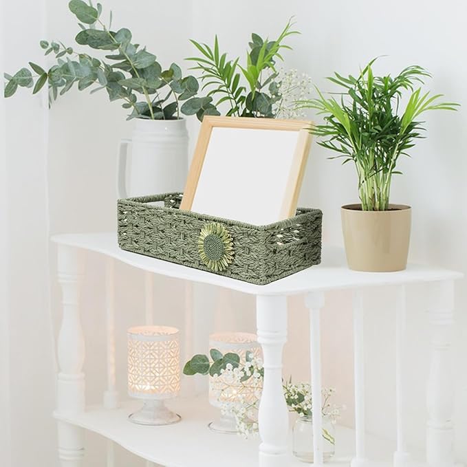 Toilet Paper Basket for Tank Top Bathroom Organizer - Green