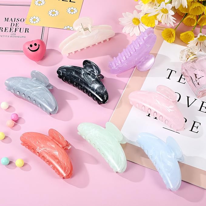 16 Pcs Large Acrylic Hair Claw Clips Bulk for Women Christmas Birthday Gift Fashion French Style Cute Hair Accessories Non-slip Hold Claw Clips for Thick Thin(Gradient Color)