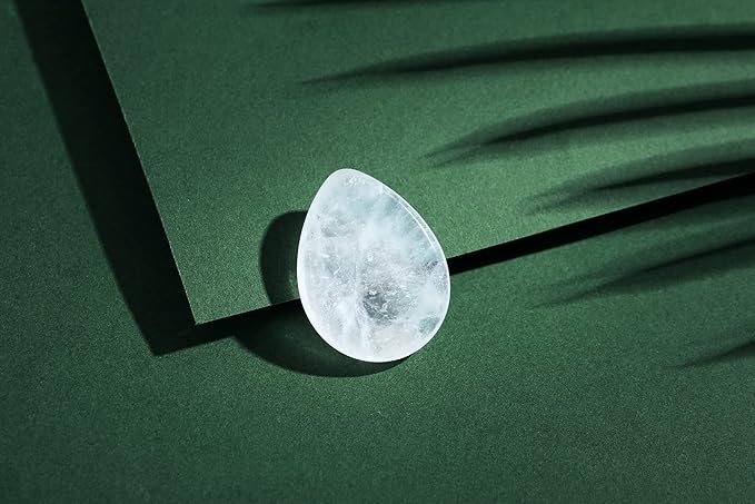 2PCS Thumb Worry Stone Rose Quartz Clear Quartz Healing Crystals Sets Hand Carved Stones Gemstone Pocket Natural Stone Meditation Reiki Water Drop Shaped Palm Stone for Anxiety Therapy