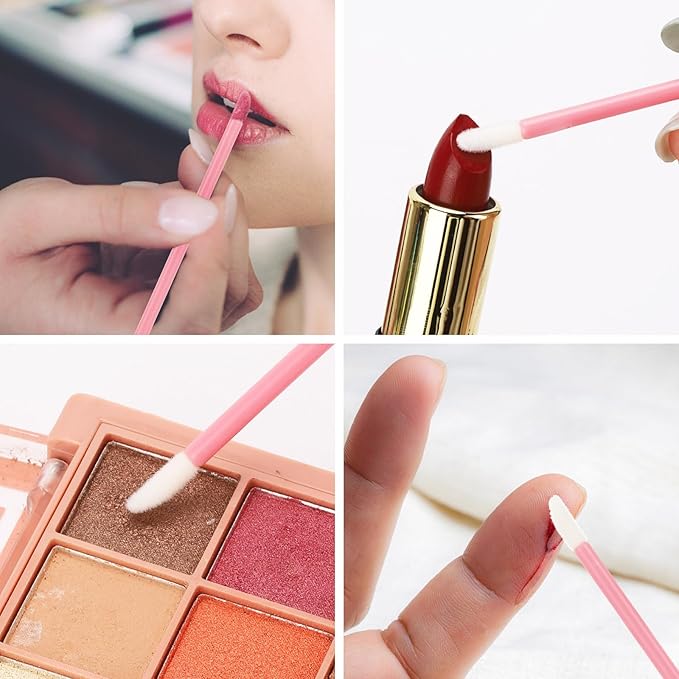 300 Pcs Disposable Mascara Wands Dual Ended Eyelash Brush Lip Brush, Lipstick Applicator Eyebrow Spoolies for Eyelash Extensions, Portable Makeup Brush for Eyebrow, Lip - Pink
