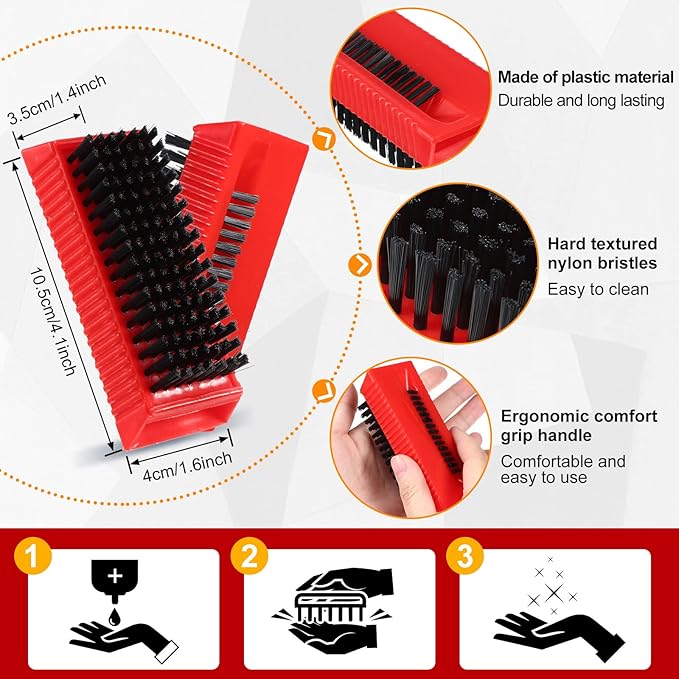Boao 5 Pcs Hand Scrub Brushes for Nail Cleaning Fingernail Brush Soft Non Disposable Scrub Brush Plastic Hands Nail Cleaning Brushes for Men Women Kids (Red and Black)
