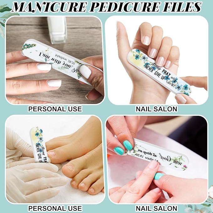 50 Pack Christian Gifts for Women Scripture Mini Nail Files Christian Party Favors Bible Verse Emery Boards Religious Small Gifts for Teacher Mother Employee Staff Coworkers Office Supplies