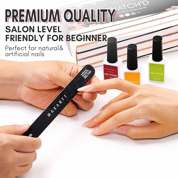 Makartt Nail File, 180/240 Grit Emery Boards for Nails, 10pcs Professional Washable Dual Sides Filer Kit for Natural Nails, Gentle Filing & Ultra-Fine Shining Manicure Tools