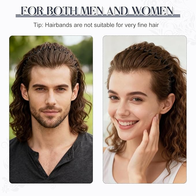 Wavy Metal Headband for Men Women Textured Grip Hair Band fr Defined Daily Hairstyles Lightweight Comfortable fr Yoga Washing Face Sports Work Casual Use Unisex Fashion Accessory & Gifts