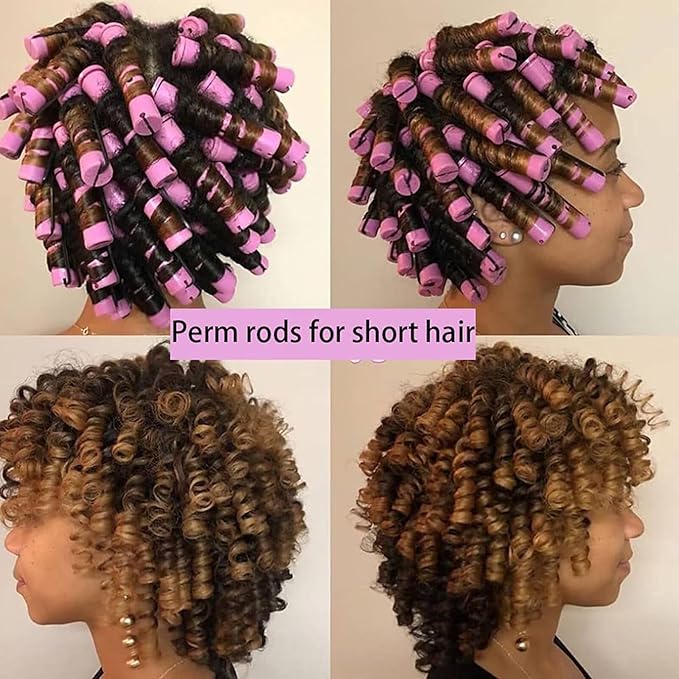 Perm Rods Set for Natural Hair, 40Pcs Plastic Cold Wave Rods, Heatless Perming Rods Hair Curler for Women, DIY Hairdressing Tools, Purple, 0.75 Inch
