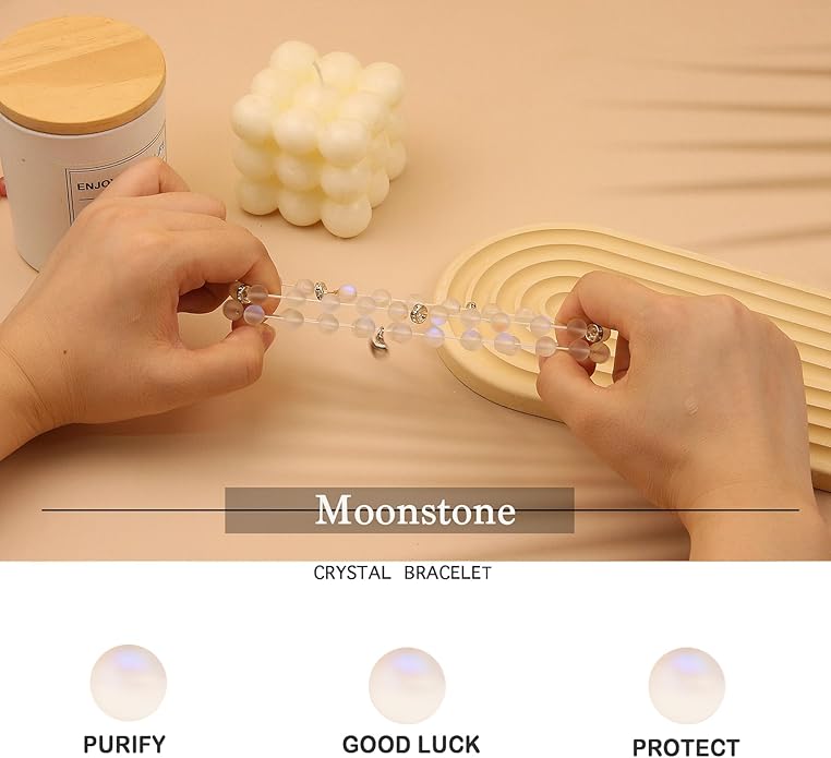 2Pcs Healing Crystal Bracelets for Women Handmade Beaded Bracelet Healing Prayers Crystal 8mm Natural Stone Beads Bracelet Stress Relief Get Well Soon Gifts