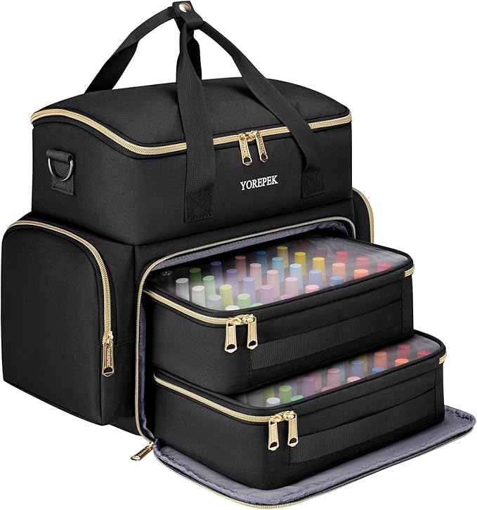 YOREPEK Extra Large Nail Polish Organizer Case Holds 70 to 100+ Bottles (15ml/0.5 fl.oz) UV lamp, Gel Polish Travel Case Bag with 2 Removable Pouches Fits Nail Suppiles, Gift for Manicurist, Girls