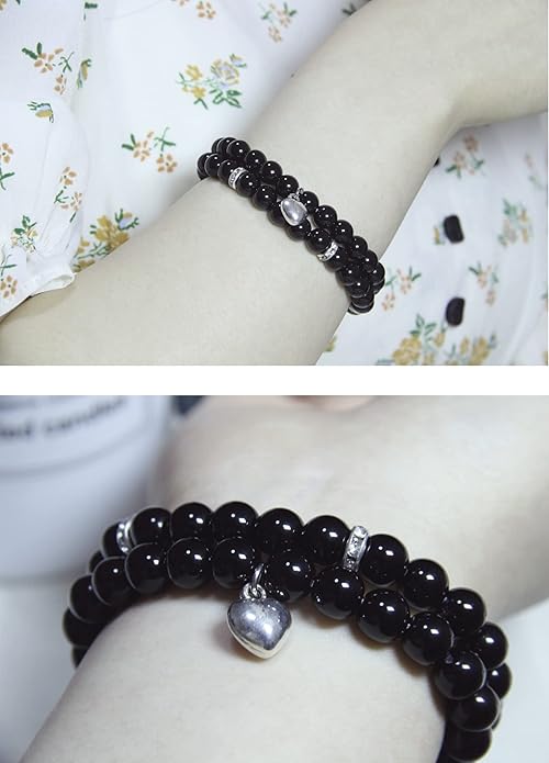 2Pcs Healing Crystal Bracelets for Women Handmade Beaded Bracelet Healing Prayers Crystal 8mm Natural Stone Beads Bracelet Stress Relief Get Well Soon Gifts