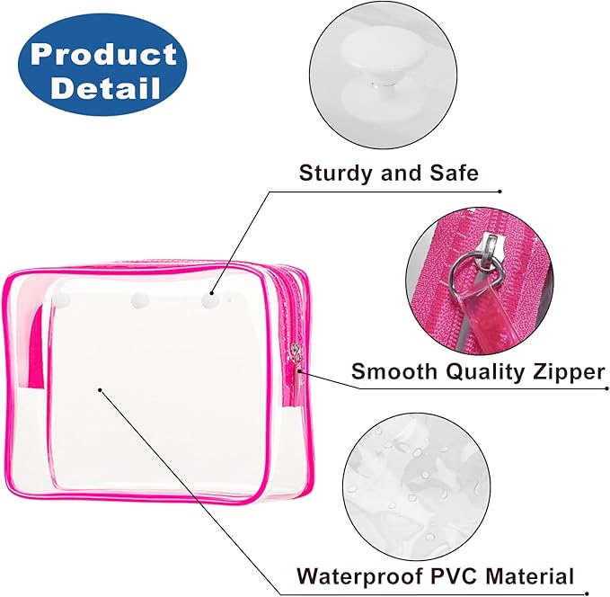 Clear Insert Bag Accessories for Beach Tote Bag, Clear Travel Storage Inner Pouch for Cosmetic, Toiletry & Makeup Brush Organizer Divider