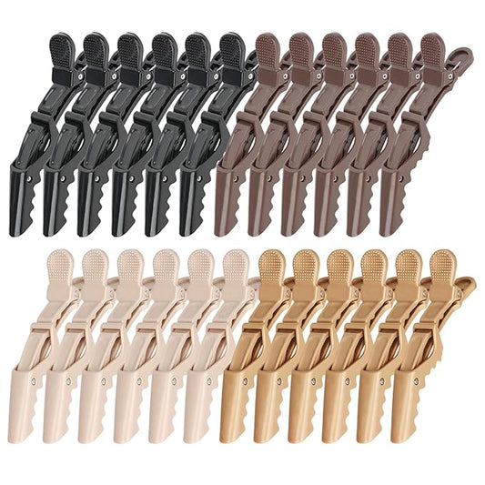 24 Pack Alligator Hair Clips for Styling, Sectioning Crocodile hair Clips Professional Barber Accessories for Salon of Thick Curly Volume Hair (Neutral)