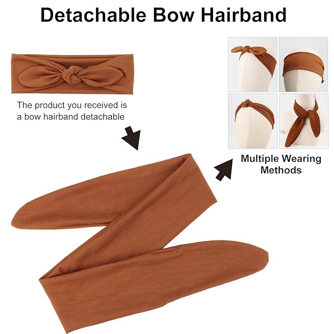 DRESHOW 4 Pack Adjustable Knotted Headbands Non Slip Elastic Yoga Hair Bands Solid Colors Headbands for Women and Girls