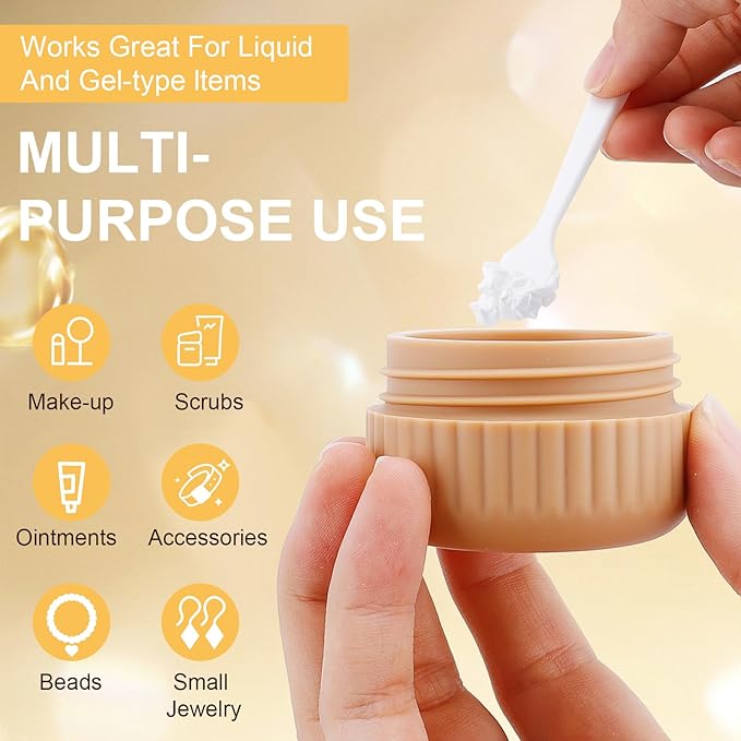 1.7/1/0.5oz Refillable Cosmetic Moisturizer Airless Pump Jar 3 Pack Bottles Travel TSA Size for Cream, Gels and Lotion with 2 Silicone Cream Jars BPA-Free