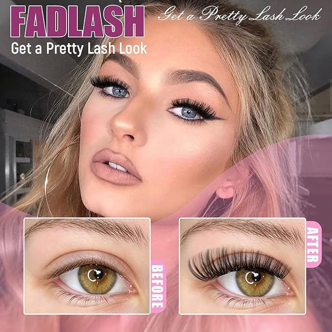 FADLASH Lash Clusters Natural Eyelash Clusters 40D+60D Wispy Lash Extensions 8-16mm D Curl Eyelash Extension DIY at Home (40D+60D, 2 Pack)