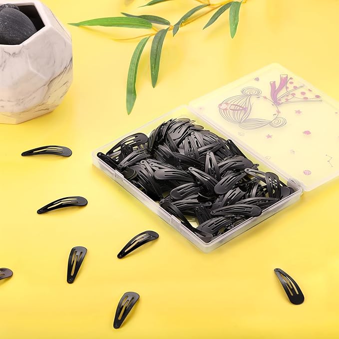 Hair Clips, 120 Pack Black Barrettes Women Metal Snap Hair Clips, Funtopia 2 Inch No Slip Metal Barrettes for Girls Kids Teens Women