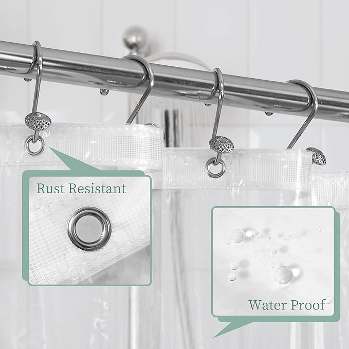 Mrs Awesome Extra Long Shower Curtain Liner 96" Length, Ceiling to Floor XL PEVA Plastic Shower Curtain for Bathroom Lightweight & Waterproof, 72 x 96, Clear