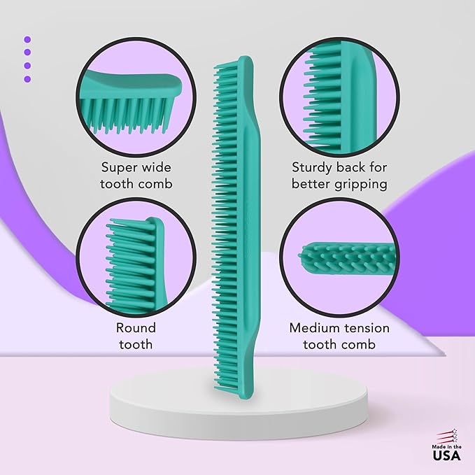 Allegro Combs #70 3-Row Detangling Comb, Wide Tooth Curl Defining Brush, Perfect for Women Curly Hair Stylists, Curl Defining Comb, Made In The USA, Mint