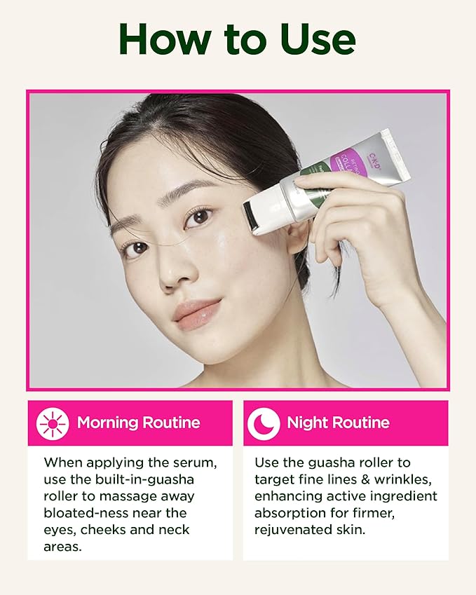CKD Retino Collagen Gua Sha Face Serum [Refill] - Lifting Serum for Firming, Tightening, Anti-Aging, and Hydrating. Stainless Steel Roller. Korean Skin Care. 1.35 fl oz