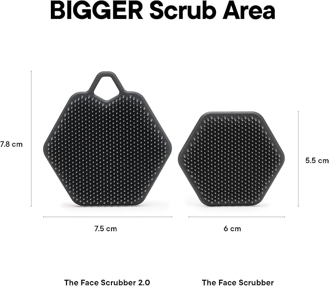 TOOLETRIES Men’s Face Scrubber 2.0 - Silicone Facial Cleansing Brush for Daily Use, Larger Surface Area, Longer Bristles for Deeper Exfoliation, Quick-Dry Design, with Hang Loop - Charcoal