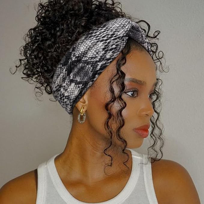 DRESHOW 4 Pack Boho Cotton Non-Slip Headbands for Women Girls Yoga Workout Running Knotted Turban Floral Elastic Head Wrap