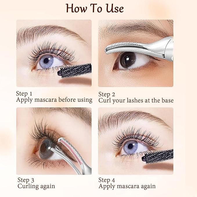 2 in 1 Heated Eyelash Curlers and Eyebrow Trimmer for Women, Electric Eyelash Curler with 2 Temperature Modes Anti-Burn USB Rechargeable Heated Eyelash Curler, Ideal Gift for Women HS89