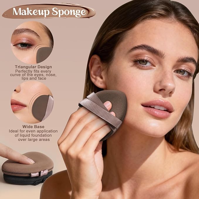 11Pcs Makeup Sponge Set with 5pcs Make Up Sponges,4pcs Cushion Foundation Puff and 2pcs Powder Puff for Foundation and Powder
