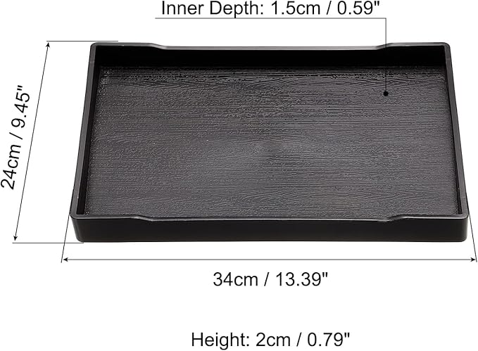 PATIKIL 13x9 Fast Food Tray, Plastic Reusable Recyclable Multi-Purpose Rectangle Serving Tray for Restaurant Home Kitchen, Black