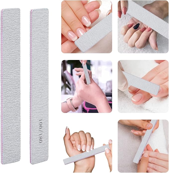 25 Pcs Nail Files for Acrylic Nails and 50 Pcs Mini Buffer Block File, 100/180 Grit Nail Buffer Double Sides Emery Boards Fingernail Files