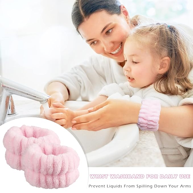 Wrist Bands for Washing Face, Spa Wristbands 8PCS, Microfiber Wrist Towels, Face Wash Wristbands, Absorbent Sweatbands to Prevent Water Spillage Down Arms