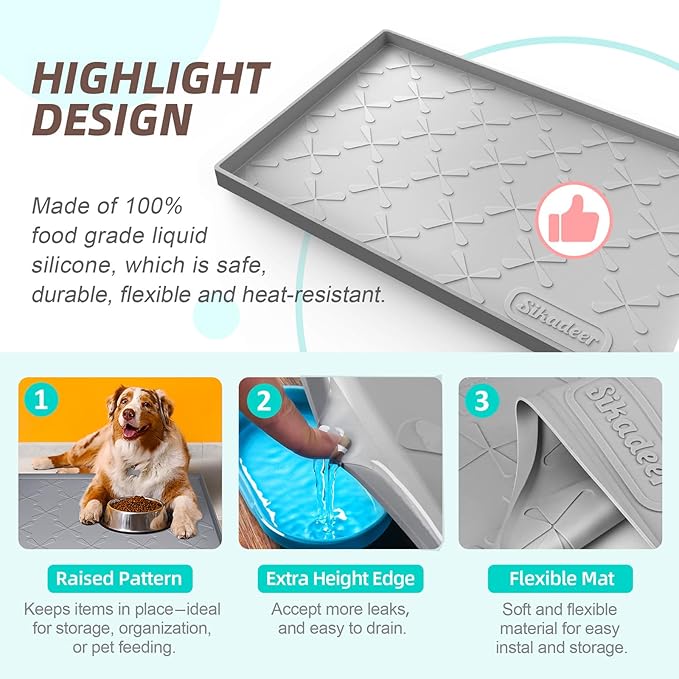 SIKADEER 25" x 19" Under Sink Mat Waterproof, Silicone Mat Kitchen Drawer Shelf and Cabinet Liner, Sink Protector for Kitchen Organizers and Storage, Boot Tray Pet Food Mats