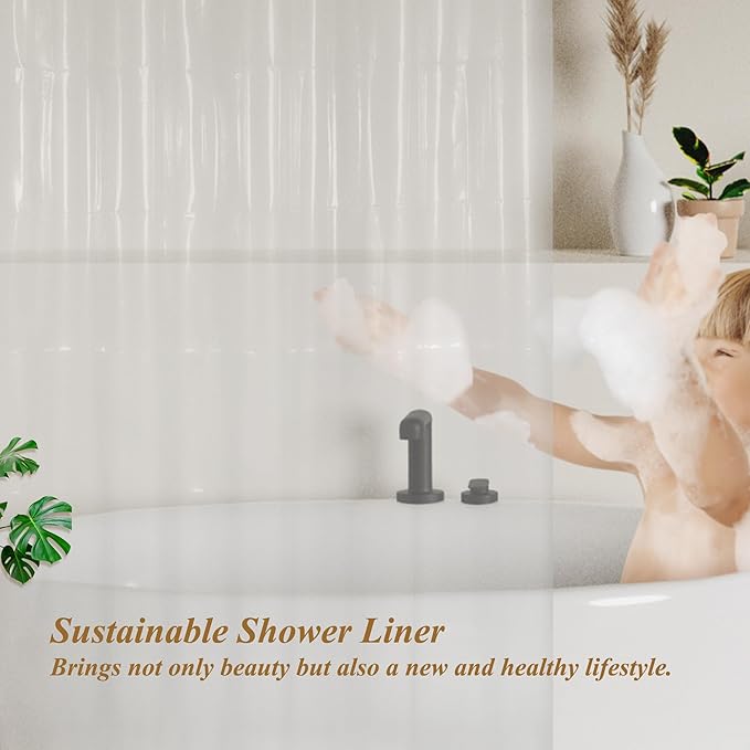 Mrs Awesome Clear PEVA Shower Curtain Liners with 3 Magnets, Water Proof Plastic Shower Liner for Bathroom or Shower Stall, 54x78