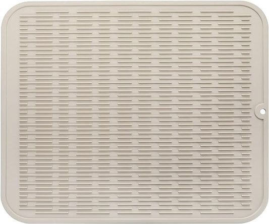 Silicone Dish Drying Mat for Multiple Usage,Easy clean,Eco-friendly,Heat-resistant Silicone Mat for Kitchen Counter or Sink,Refrigerator or Drawer Liner Tapioca XL 18 inches x 16 inches