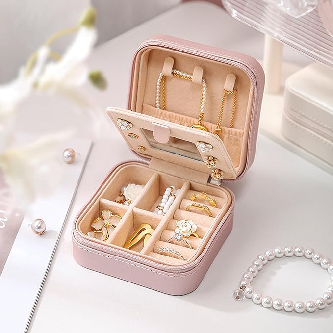 MODENGKONGJIAN Travel Jewelry Case for Women Fashion, Ring Necklace Earring Jewelry Holder Organizer Box, Small Portable Jewellery Storage, Initial Z