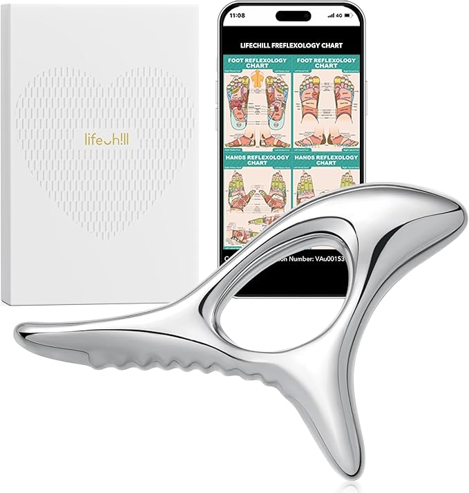 lifechill Trigger Point Massage Tool for Deep Tissue Pain Relief, Muscle Scraper Tool for Fascia Release, Metal Body Gua Sha Tool, Lymphatic Drainage Massager, Hand, Foot, Neck and Shoulder Massage