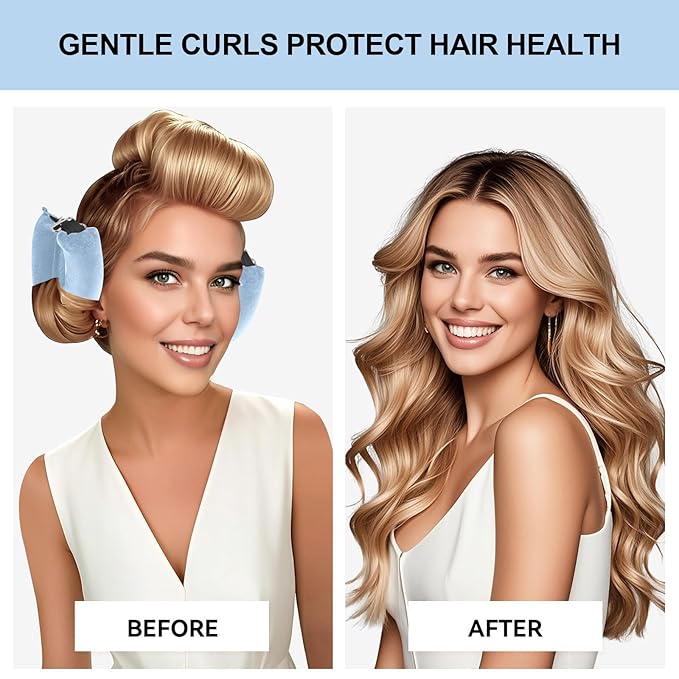 Heatless Curls Overnight Set - Jumbo Overnight Hair Curlers to Sleep In, Soft Velvet Hair Rollers for Women, No Damage Curls Styling Tools 3pcs