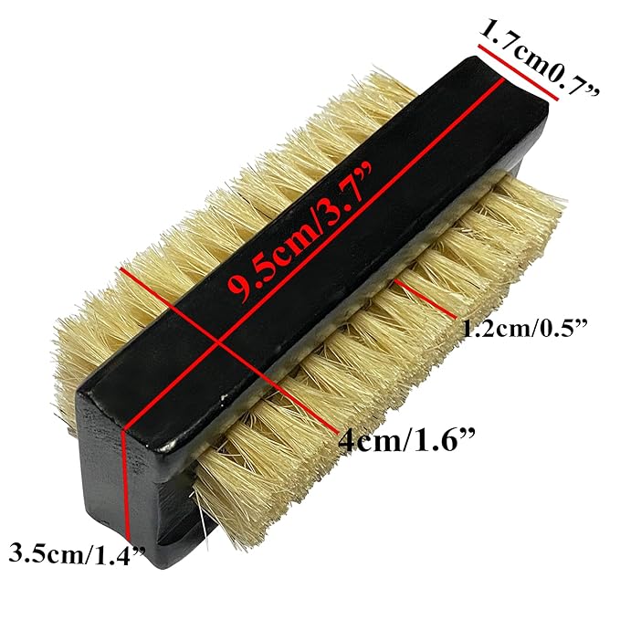 NewFerU Wooden Nail Brush Cleaner Black X 1 in Natural 100% Boar Bristle for Cleaning Hand Finger Foot Toe, Fingernail Toenail Scrub Brush for Men Women Kids Manicure Pedicure Care (Two sided)