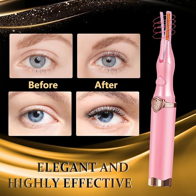 Heated Eyelash Curler - 2-in-1 Clip-Type Design, 3 Temperature Modes, USB Rechargeable Electric Eyelash Curler, Natural Curling 24H Long-Lasting Curl, Gift for Women & Girls, Light Pink