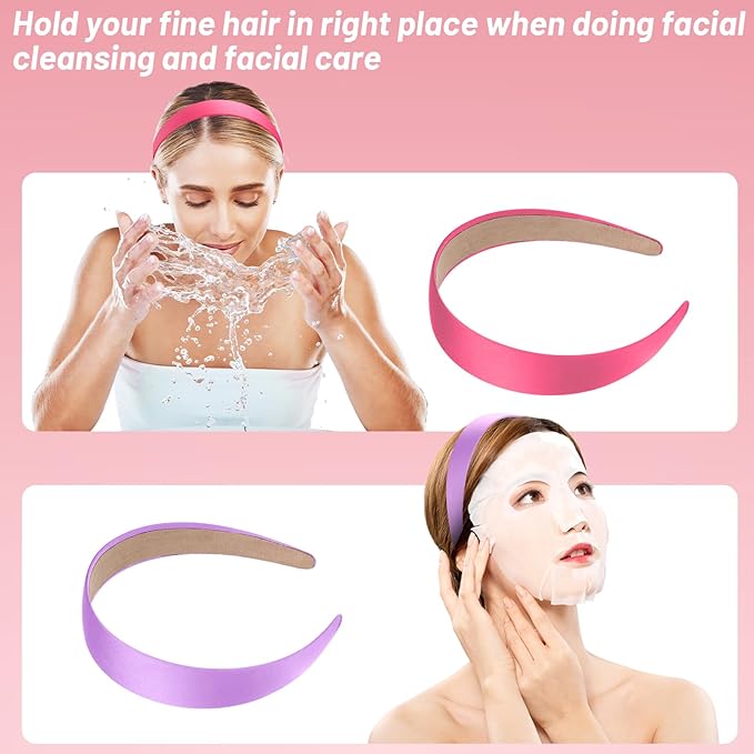 anezus 16 Pcs Satin Headbands Bulk 1 Inch Anti-slip Ribbon Hair Bands Plain Hard Headbands for Women Girls DIY Craft Hair Accessories (Pastel Color)