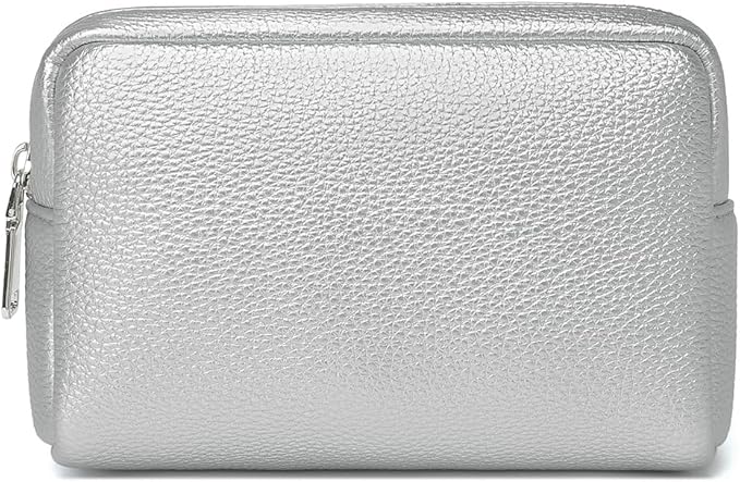 Makeup Bag Large Capacity Women's Classic Black Wash Bag Adjustable Partition Wash Brush and Cosmetic Carrying Bag (Pearl Silver)