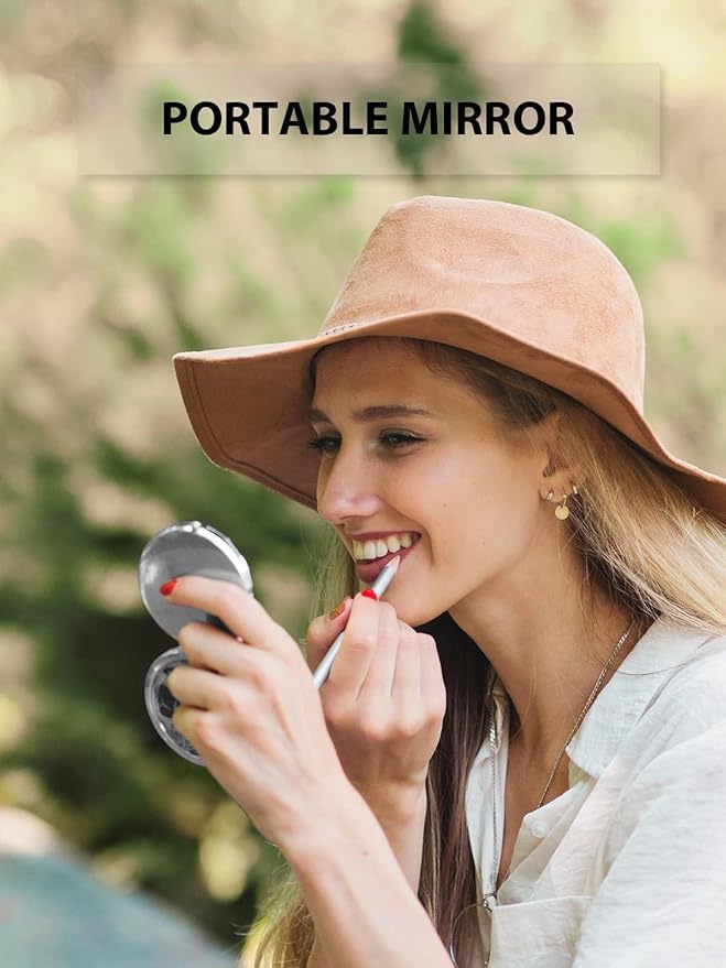 Compact Mirror Bulk, Pack of 6 Double-Sided 1X/2X Magnifying Metal Makeup Mirrors(Round, Silver)