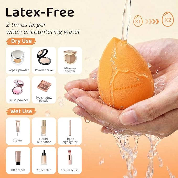 2 Pack Makeup Blending Sponge Set with Acrylic Storage Case, Latex-Free Beauty Sponge Blenders,For Matte & Smooth Foundation, Flawless Matte Finish,Streak-Free Finish,Easy to Clean