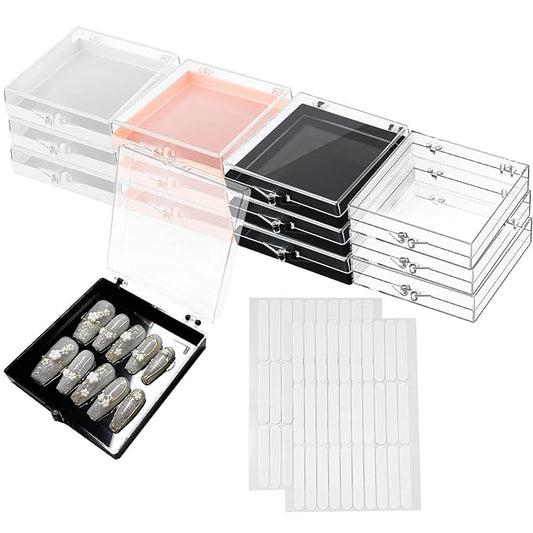 12PCS Press On Nail Storage Box,Empty Plastic Nail Case Storage Display Box for False Fake Nails Press on Nails Packaging Organizer Business Home Nail Salon Use