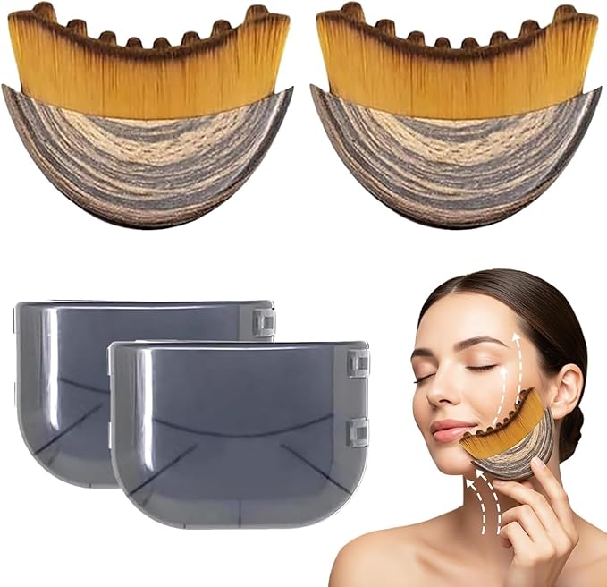2 PCS Premium Facial Lymphatic Contour Brush – 2026 Version Face Sculpting Tool & Jawline Massager, Ergonomic Dry Brush for Lymphatic Drainage, Chin Slimming, Skin Tightening, Anti-Puffiness & Glow
