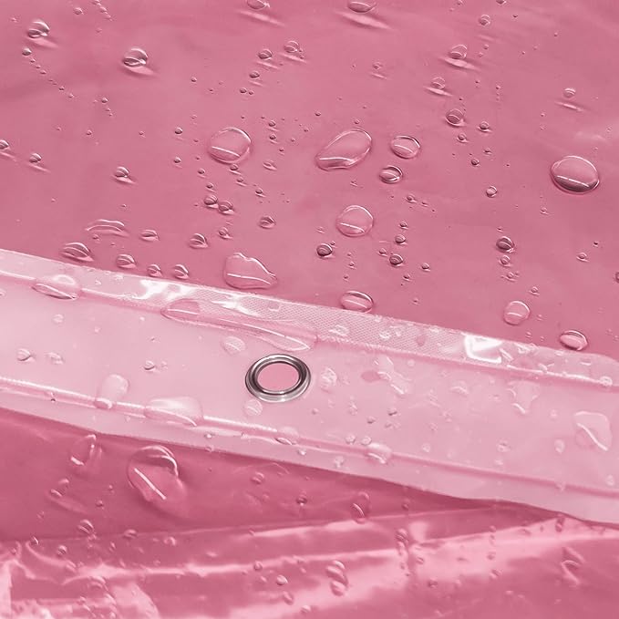 Barossa Design Extra Long Clear Pink Shower Curtain Liner with 3 Magnets - 72" x 84" XL, Waterproof PEVA Lightweight Shower Liner for Bathroom, PVC Free, Metal Grommets - Clear Pink, 72x84