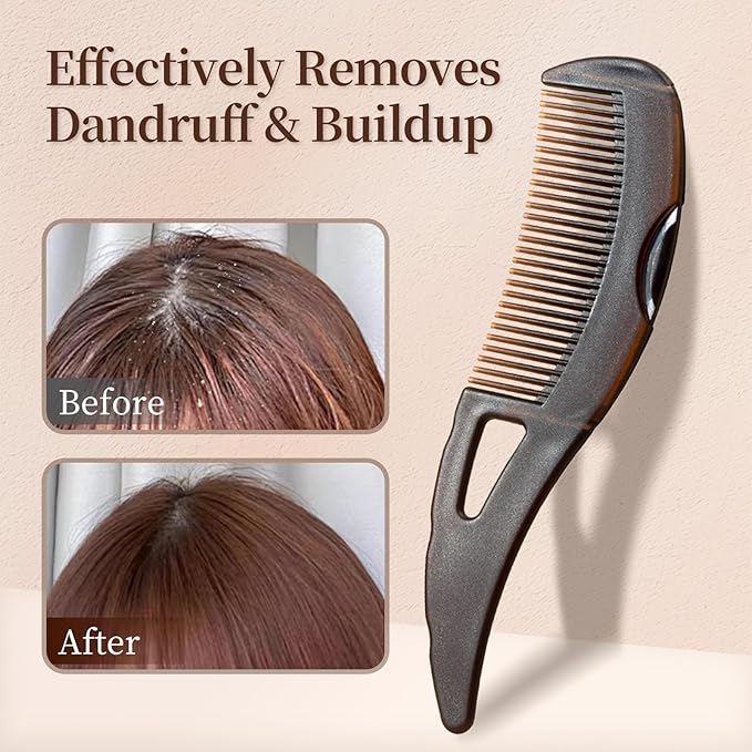2PCS Dandruff Comb, Scalp Sweep Detoxing Energy Comb, Plastic Hollow Tooth Button Hairbrush for Scalp Cleaning Exfoliator Massage and Oil Buildup Removal for Women Men Kids