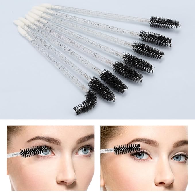 300 Pcs Dual Ended Eyelash Brush Lip Brush, Black Disposable Mascara Wands Lipstick Applicator, Eyebrow Spoolies Brush for Eyelash Extensions
