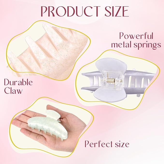 8 Pcs Large Acrylic Hair Claw Clips for Women Non-slip Strong Hold Jaw Clamps for Thick or Thin Hair(Starry Sky,Fresh Color)
