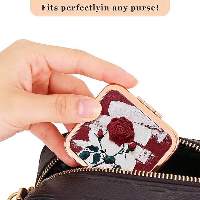 Double Sided Compact Makeup Mirror with Comb - Rose Gold Portable Folding Travel Mirror, 1X/2X Magnifying Pocket Mirror for Purse, On-The-Go Mirror for Daily Makeup & Travel Essentials