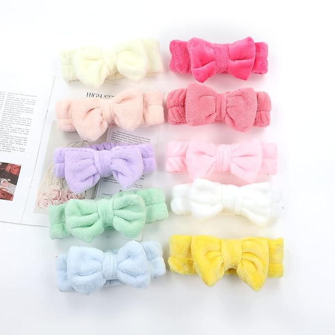Lawie 15 Colors Pack Coral Fleece Fluffy Wide Headbands for Women Yoga Sports Spa Makeup Hair Holder Wraps for Washing Face Large Hair Bows Bands for Teens Girl