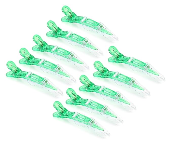 10pcs/set Multicolor Croc Clips Transparent Plastic Hairdresser Clip Hair Styling Sectioning Barrettes Professional Non Slip Alligator Clip Salon DIY Accessories Hairpins (10pcs-Green)